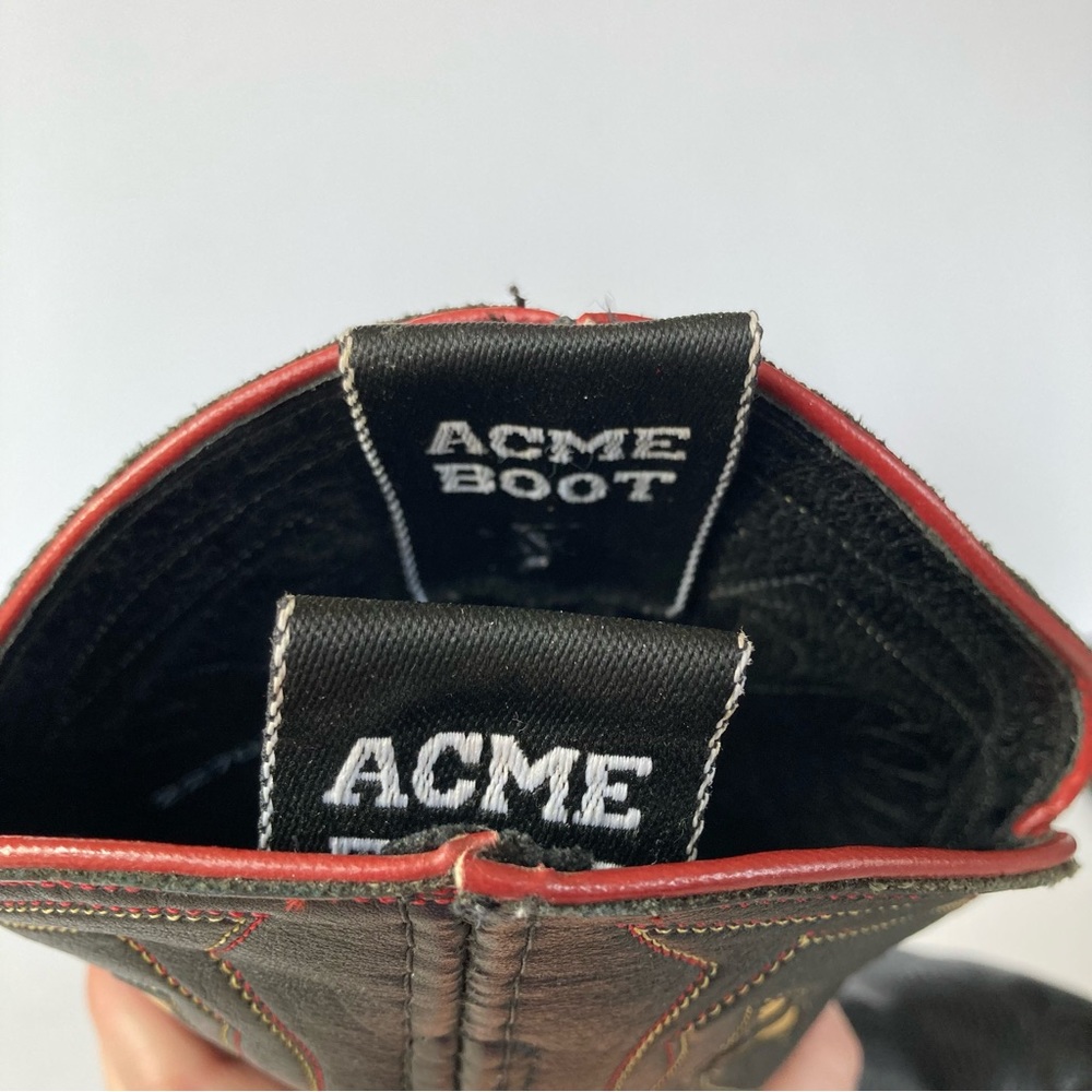 Vtg ACME Shorty Pee Wee Cowgirl boots snip toe Sz 9 Womens Western Rodeo Inlay - Picture 10 of 14
